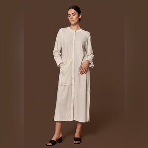 Zara White Cotton Mandarin Collar Shirt Dress Size M.  New with tags